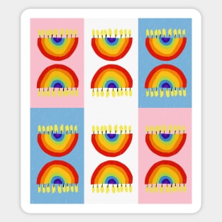 Rainbow Chanukiah Trans Grid Sticker